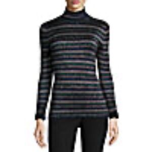 NEW sparkle Metallic  lurex Striped turtleneck sweater S